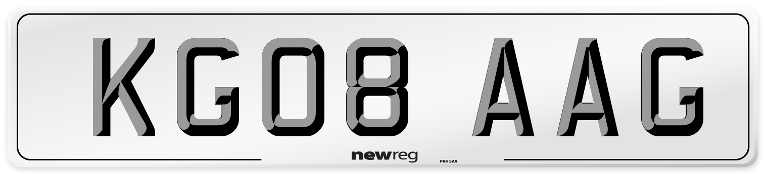 KG08 AAG Number Plate from New Reg